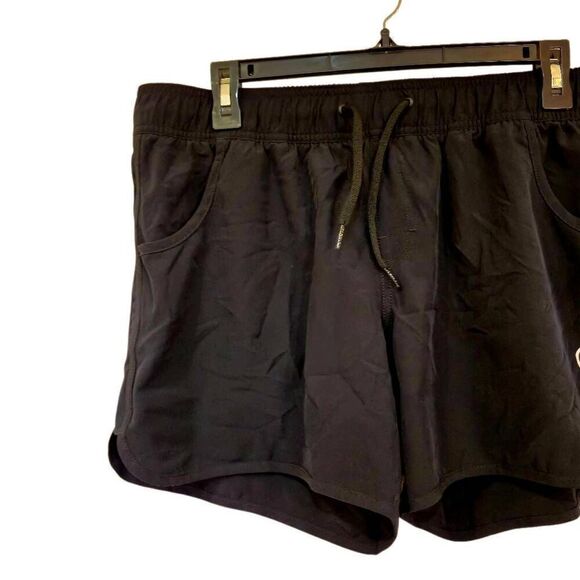 Roxy Women's Black Poly/Spandex Drawstring Athletic Shorts w Pockets - Picture 3 of 7